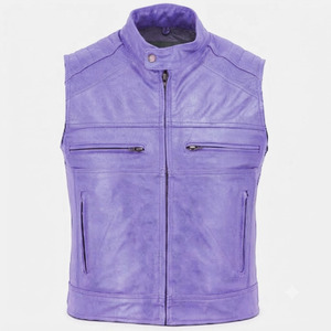 Low MOQ Men Leather <b>Vest</b> Factory Direct Sale Custom Size Waterproof Breathable Winter Warm Casual 100% Polyester Filling - Product Image 5