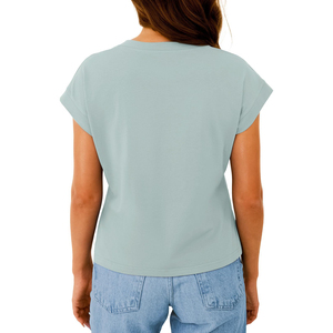 T-shirt court en coton pour femme, tissu bio durable, manches courtes, tee-shirt d'été respirant, streetwear décontracté pour femmes - Product Image 2