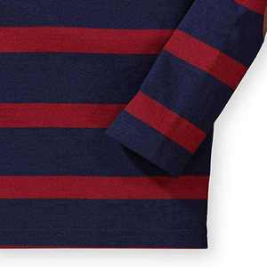 Chemise polo à manches longues pour homme, en coton molletonné, personnalisable, style rugby, couleurs rouge et bleu marine, rayée, pour homme. - Product Image 6