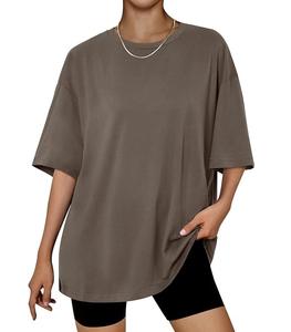 Nueva Colección de Camisetas de Mujer 100% Algodón, Manga Corta, Cuello Redondo, Hombros Caídos, Estilo Holgado, Casual, Transpirable, Bangladesh - Product Image 1