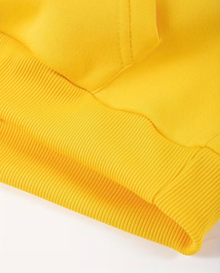 Men's Yellow Hoodie Sweatpants Set Solid Color Casual Breathable 380g Autumn Wear Polyester/Cotton French Terry Knitted Fabric - Product Image 5