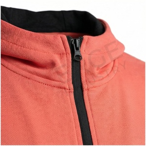 Conjunto Deportivo de Hombre Color Coral, Manga Larga, Capucha con Cierre Frontal, Color Sólido, Transpirable, Corte Regular, para Otoño - Product Image 4
