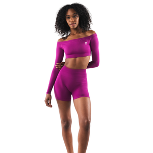 Top Corto sin Costuras para Mujer, Manga Larga, Color Rosa Nebulosa, Ajuste Elástico, para Gimnasio, Yoga, Entrenamiento, Ejercicio, Ropa Deportiva - Product Image 3