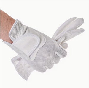 Gants d'équitation pour hommes, couleur unie blanche, ajustement régulier, accessoires équestres, matériau textile, design antidérapant, équitation - Product Image 4