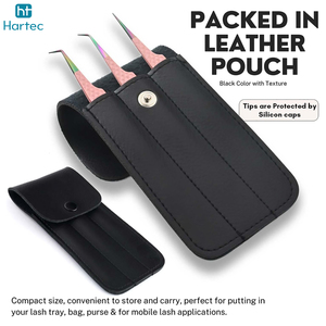 Wholesale Custom Logo 3Pcs <b>Lash</b> Extension Tweezer <b>Kit</b> Pink Textured Volume Tweezers with PU Leather Case for Beauty Salon - Product Image 3