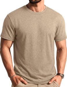Camiseta de Algodón Cómoda para Hombre, Venta al por Mayor, Premium, Casual, Cuello Redondo, Manga Corta, Suave, Transpirable, Corte Ajustado, Lisa, Ecológica - Product Image 1