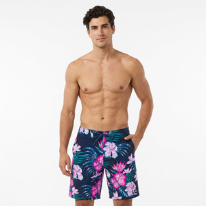 Men's Floral Print Quick Dry <b>Board</b> Shorts With Drawstring Casual <b>Swim</b> Trunks - Product Image 4