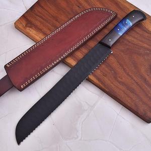 Hand Forged Oxide Coated Stainless Steel <b>Bread</b> <b>Knife</b> 15 Inches Full Tang OEM ODM Available Customizable with Leather Sheath - Product Image 1
