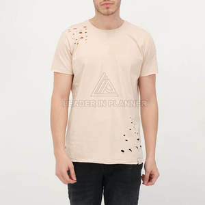 Camisetas de algodón de bajo precio, ligeras, con efecto desgastado, de corte ajustado y manga corta, para venta en línea. - Product Image 2