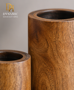 Rustic Wooden <b>Candle</b> Stand <b>Set</b> of 2 Natural Wood Cylindrical Votive Holders 3 and 6 Inch Home Decoration - Product Image 4