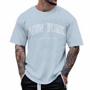 T-shirts streetwear oversize à épaules tombantes, imprimés New York, respirants - Product Image 4