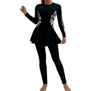 2026 OEM Custom 2-Piece High Cut Print Burkini Swimwear Set Full Coverage <b>Modest</b> Islamic Swimsuit for Women Front Breathable - Product Image 2