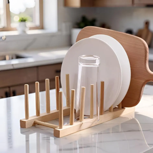 Soporte de Madera para Platos, para Sala de Estar y Cocina, Soporte para Libros, Soporte de Madera para Platos de Cocina - Product Image 5