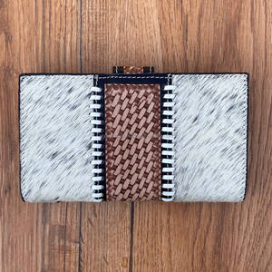 New Arrival Hand Tooled Carving Clutch Real Cowhide Fur Leather <b>Phone</b> Case Stylish Wallet Multi Uses Designer Wallets - Product Image 4