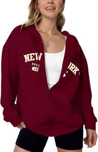 Nouvel Arrivage – Sweat à Capuche Zippé Confortable pour Femme, 100% Coton, Manches Longues, Col Rond, Épaules Tombantes, Imprimé Coloré – Meilleur Prix - Product Image 2