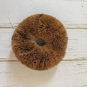 Mini cepillo redondo de fibra de coco, esponja para fregar, estropajo de coco en forma de donut, estropajo de cocina, cepillos de mano. - Product Image 3