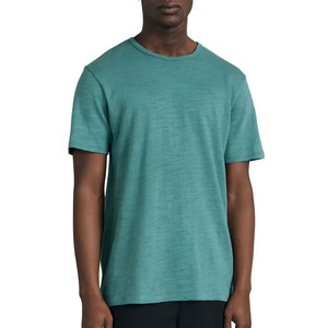 T-shirt da uomo girocollo a maniche corte in cotone jersey tinta unita, lavaggio acido, vestibilità regolare, stile casual, per <span class=keywords><strong>palestra</strong></span> o corsa, modello basic - Product Image 1