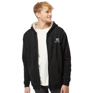 Black Sherpa <b>Lined</b> Zip Hooded Sweatshirt Heavyweight <b>Fleece</b> Hoodie Warm Full Zip <b>Jacket</b> Custom Logo Winter Casual Outdoor - Product Image 1