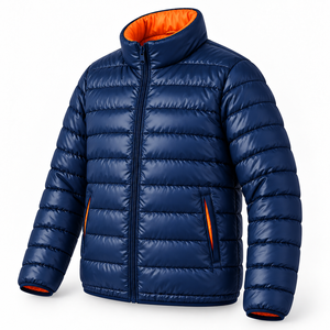 OEM Lightweight Quilted Bomber Jacket Autumn Reflective Sheen Outerwear Full Zip Stand Collar Contrast Lining Custom Patch Front - Product Image 2