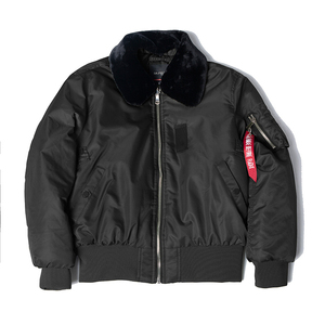 Blouson bomber vert olive pour homme avec col en fausse fourrure, fermeture éclair, manteau d'hiver décontracté, coupe classique, couleur unie, logo sur la manche gauche - Product Image 4