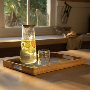 Plateau en bois fleuri fabriqué à la main meilleure qualité plateaux de service rectangulaires à imprimé floral en bois pour hôtel Restaurant qualité supérieure - Product Image 4