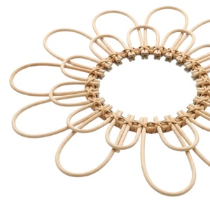 Wall Mounted Rattan <b>Mirror</b> Kids Furniture Kids Room Eco Friendly Round Sunburst Petal Design <b>Mirror</b> Frame Hot Sale - Product Image 2