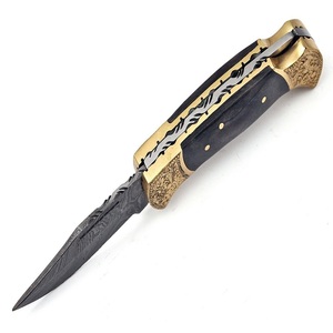 มีดอเนกประสงค์เกรดอุตสาหกรรม Trend Blades OEM รุ่น 15N20 เหล็กดามัสกัส 1095 ใบมีดแบบ Clip Point พร้อมระบบเลื่อนเปิดใบมีด ด้ามไม้โรสวูด ขนาด 7 นิ้ว - Product Image 2