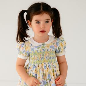 ชุดเดรสเด็กผู้หญิงแบบสม็อคขายส่ง ผ้าฝ้ายเนื้อนุ่มลายดอกไม้ เสื้อผ้าเด็กสั่งทำพิเศษจากโรงงานผลิตเสื้อผ้าเด็กในเวียดนาม - Product Image 4