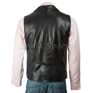 Chaleco de Piel de Cordero Premium para Hombre, Chaqueta sin Mangas Ligera con Botones de Cuerno para Invierno, para Moda y Equitación - Product Image 4