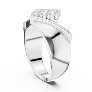 Bague statement en or blanc 14 carats avec diamants de laboratoire taille ronde en grappe, moins d'un carat, plaqué rhodium, pour homme - Product Image 4