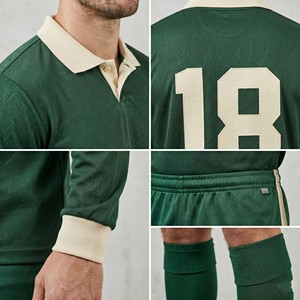 Wholesale Custom Men Vintage Short Soccer Jersey Dark Green Retro Football Shirt for for Collar Team Uniform Anti-Bacterial - Product Image 4