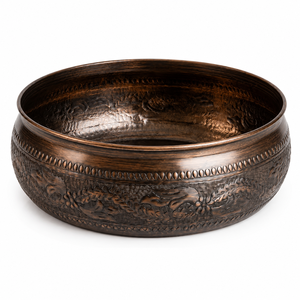Premium quality Handcrafted Antique Copper Vessel Wash <b>Basin</b> <b>Round</b> Embossed Bathroom Sink Luxury Countertop Artisan Copper <b>Basin</b> - Product Image 1