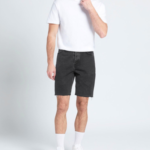 Black Color Men's Denim Shorts For Adults Knitted Breathable Fabric Knee Length Mid Waist Youth Summer Denim Shorts - Product Image 3