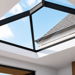 Modern Pyramid Glass Skylight Roof with Black Aluminum <b>Frame</b> Natural Daylighting System <b>for</b> Residential Kitchen Interior - Product Image 3