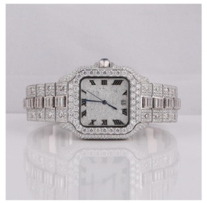 Reloj de Lujo con Diseño Cuadrado, Diamantes Moissanite, Resistente al Agua, Cuarzo, Unisex, Correa Blanca, para Venta al Por Mayor y Exportación - Product Image 1
