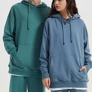 Sweat-shirt à capuche surdimensionné pour femme, couleur unie, tricoté, manches longues, respirant, pour l'automne, options bleu et vert - Product Image 1