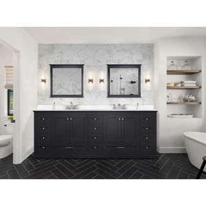 84 In. Espresso Double Bath Vanity with 22 In. Cultured Marble Top and 34 In. Faucet Set 2 Mirrors for Your Bathroom - Product Image 3