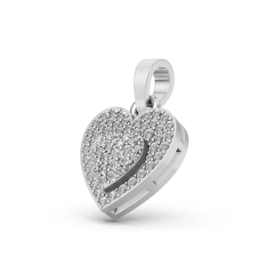 Colgante de Corazón con Diamante Cultivado en Laboratorio, Diseño Pavé de Doble Capa, 0.32 Quilates, Certificado IGI, Oro de 10K, Bañado en Rodio, Romántico para Boda - Product Image 4
