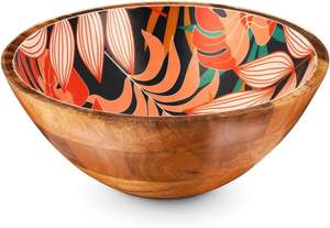 Ensaladera Grande de Madera con Diseño Tropical, Tazón Decorativo para Servir, Vajilla Ecológica para Cocina y Comedor - Product Image 5