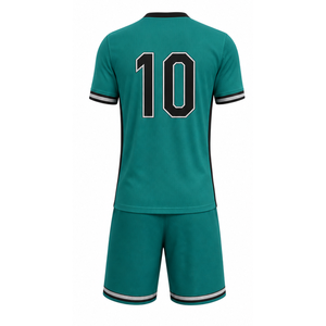 Soccer Jersey Set with Number 10 Back Print | Men's Short Sleeve Football Uniform | Moisture Wicking Polyester <b>Athletic</b> Wear - Product Image 1