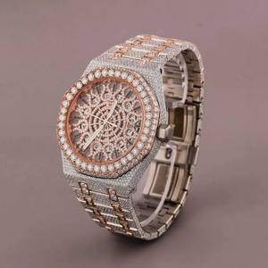 Montre de luxe Hip-Hop en acier inoxydable avec diamants Moissanite élégants, mouvement à quartz, étanche 3 ATM, collection Black Ocean Jewels - Product Image 5