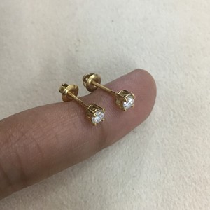 Brilliant Cut Natural Diamond Solitaire <b>Stud</b> <b>Earrings</b> Womens 0.21 Cttw 925 <b>Sterling</b> <b>Silver</b> Rhodium Plated Prong Set 2.5mm Trendy - Product Image 2
