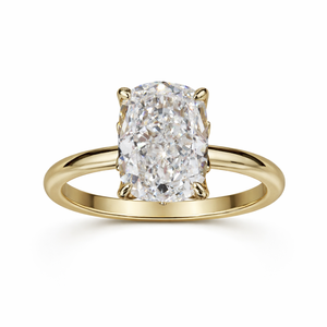 Anillo de compromiso y aniversario de oro amarillo de 14K con diamante solitario talla cojín cultivado en laboratorio, regalo para ella, anillo para uso diario - Product Image 1