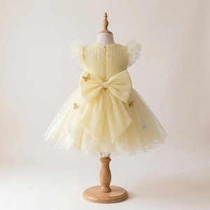 Nouvelle Robe de Princesse en Satin Uni à Manches Bouffantes et Tulle Doux, Longueur Genou, pour Demoiselle d'Honneur, Mariage et Fête d'Anniversaire - Product Image 3