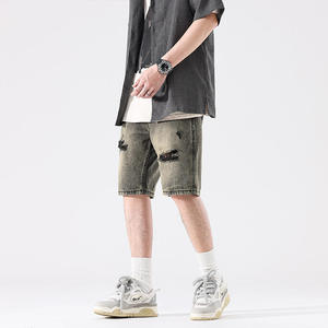Men's <b>High</b> Quality Straight Breathable Casual Mid <b>Waist</b> Denim <b>Jeans</b> Pants <b>Shorts</b> with Embroidery for Comfort and Style - Product Image 2