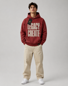 Sweat-shirt à capuche imprimé pour homme, coupe oversize, en coton rouge, molleton bouclette, décontracté, pour l'hiver, séchage rapide, avec poche, 220g, Silk Road Wholesale OEM - Product Image 1