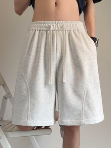 Men's Casual Sports Shorts Hot Shorts Knitted Mid Waist 100% Cotton Eco-Friendly Breathable Quick Dry Elastic Drawstring Shorts - Product Image 2