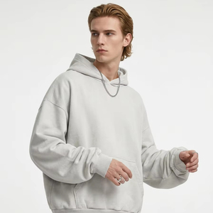 OEM ODM <b>Men's</b> Oversized Light <b>Grey</b> <b>Hoodie</b> With Neon Green Dripping Smiley Face Back Print Streetwear Pullover custom Logo - Product Image 1