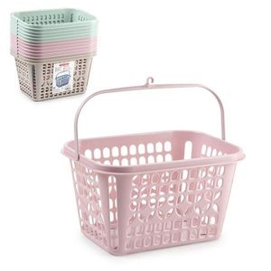 Cestino portaoggetti in plastica con maniglia, rettangolare 12x8x8 pollici, per organizzare cucina e bagno - Product Image 1