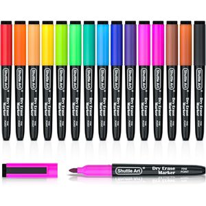 Pennarelli cancellabili a punta fine a 15 colori, magnetici, perfetti per scrivere su lavagne e specchi - Product Image 1